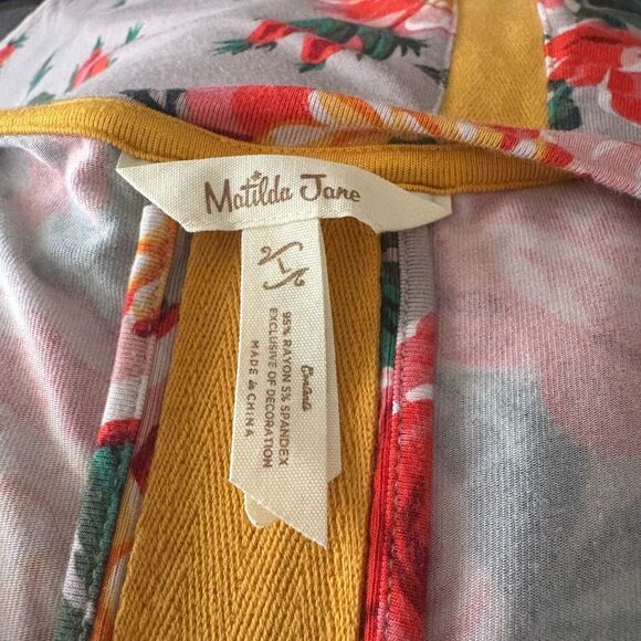 Matilda Jane Say I'm a Dreamer Floral Swing Dress Gray Long Sleeve Size Large - Picture 5 of 6